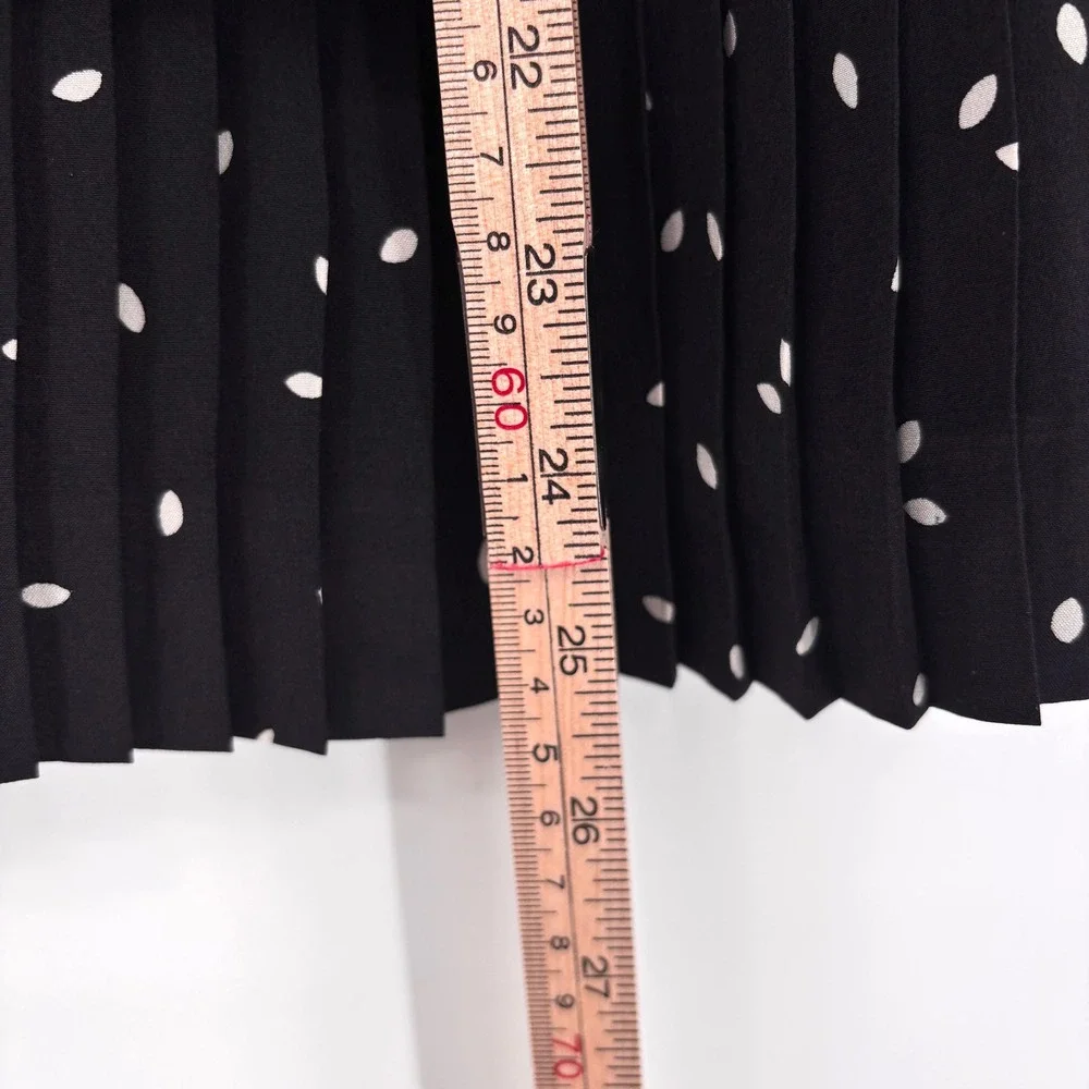 Vintage MaxMara‎ Silk Floral Polka Dot Pleated Skirt Made in Italy Pink Black 8